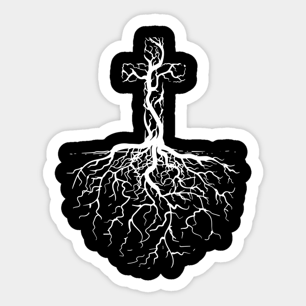 Christian Cross Tree Shirt Sticker by Nikkyta